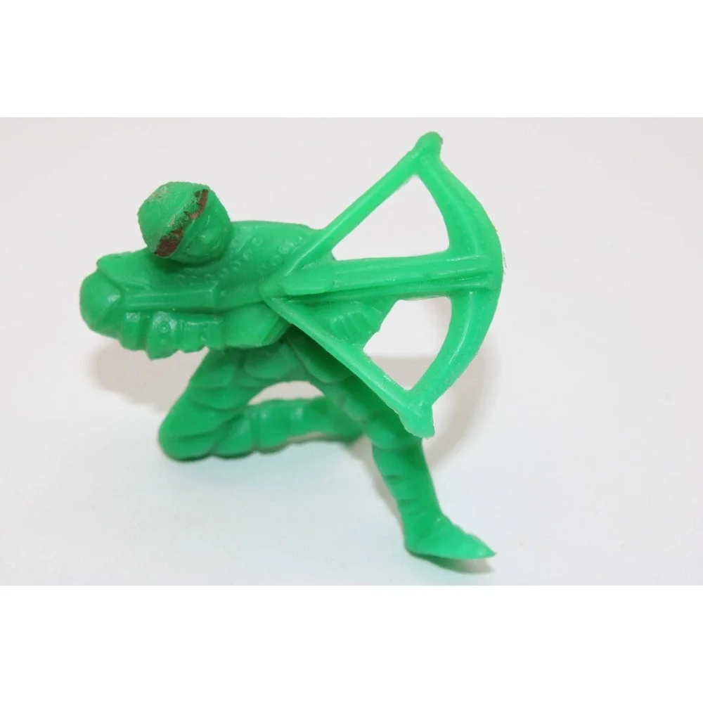 Vintage TIM MEE Green Kneeling Native American Warrior‎ with Bow - 2